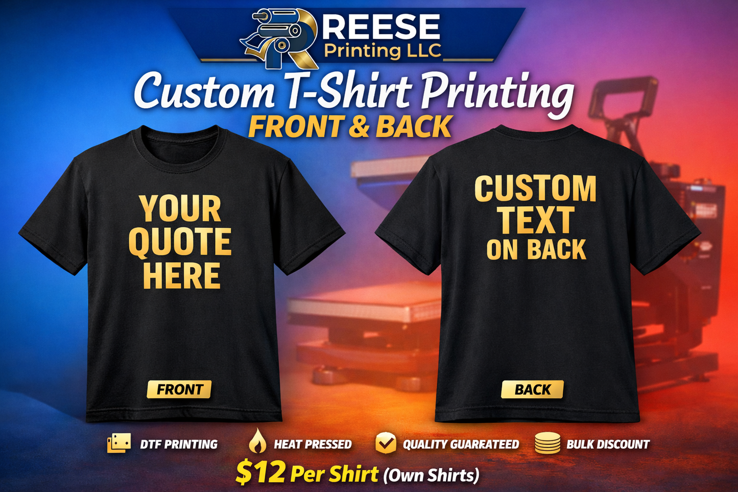 Custom T-Shirt Printing – Front & Back